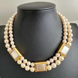 Vintage Napier Faux Pearl 2 Strand Necklace Necklace 14"